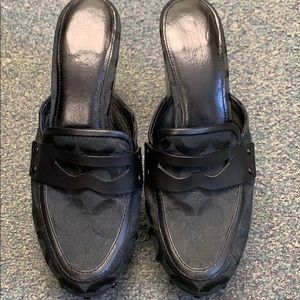Coach Black Gently Worn4” Platform Clogs